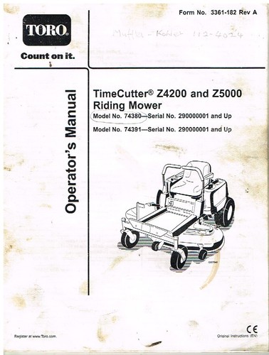 Toro z4200 z5000 time - toro,